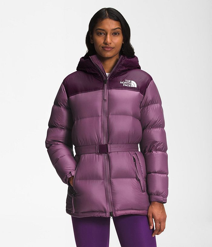 The North Face Puffer Jacket Nuptse Belted Mid Purple - Womens - Thailand BYVGU-1430